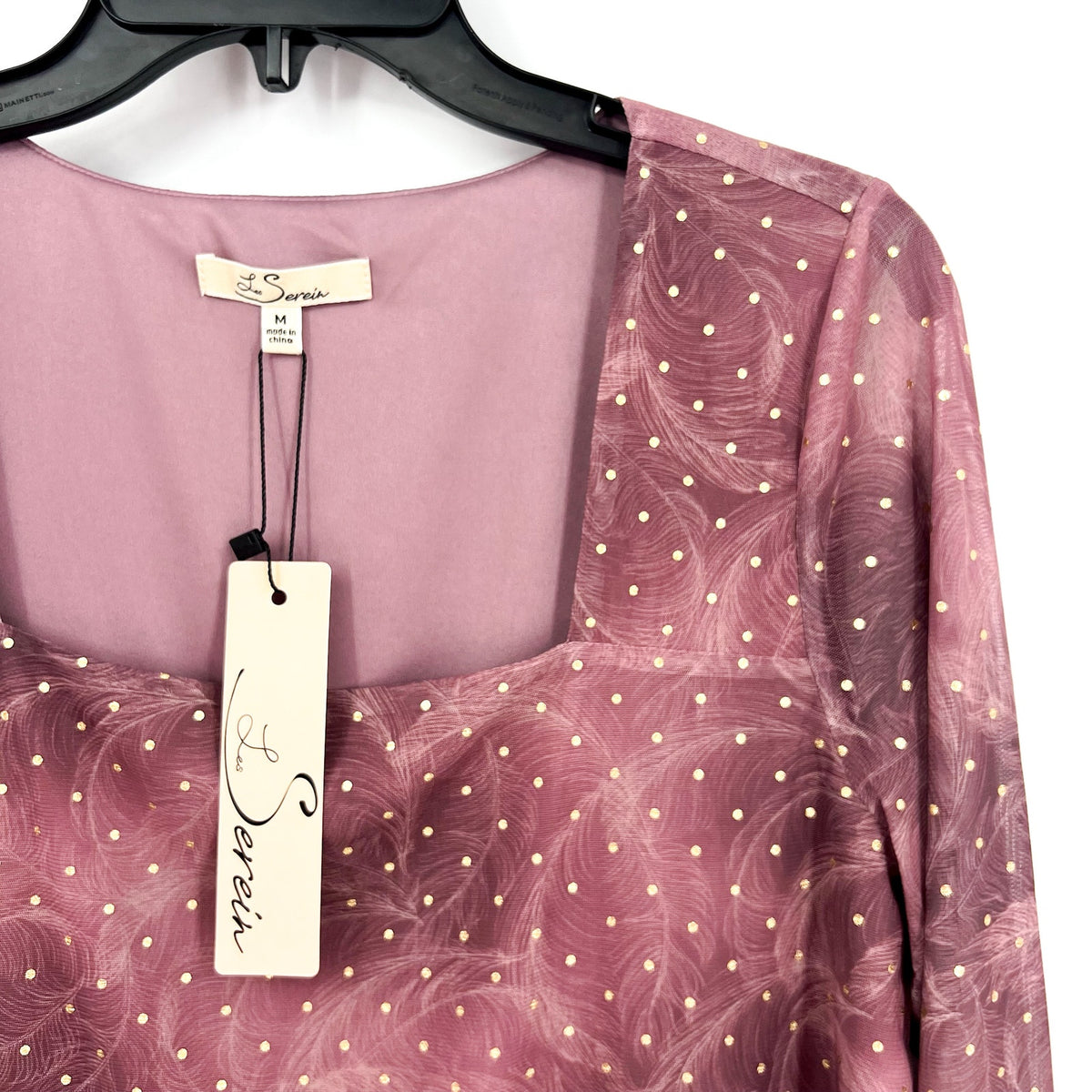 Stitch Fix LES SEREIN Womens Sequin Sheer Top Medium Purple Long Sleeve NWT