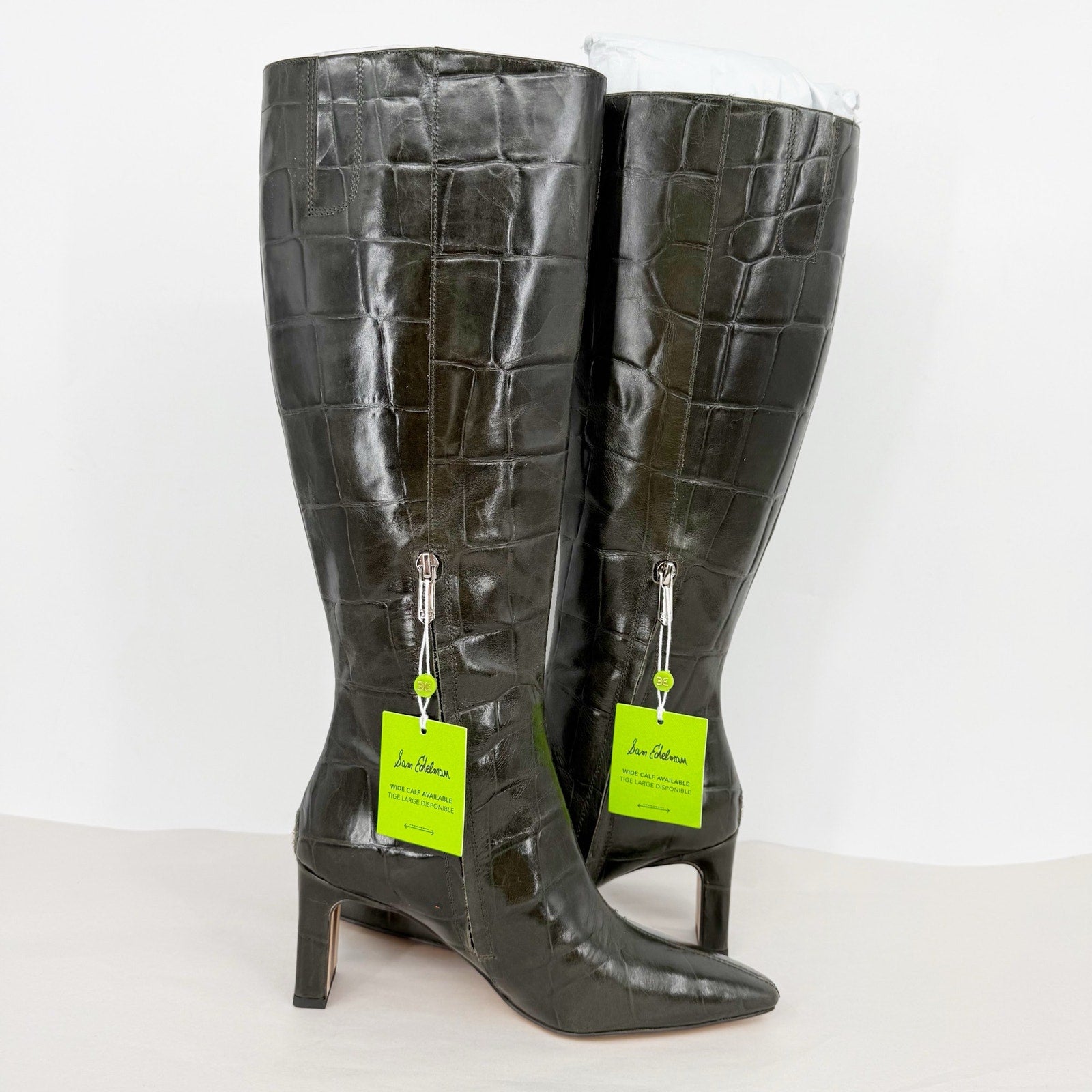 Sam Edelman Womens Sylvia Knee High Boots US 6.5 M Deep Olive Green Leather NWOB