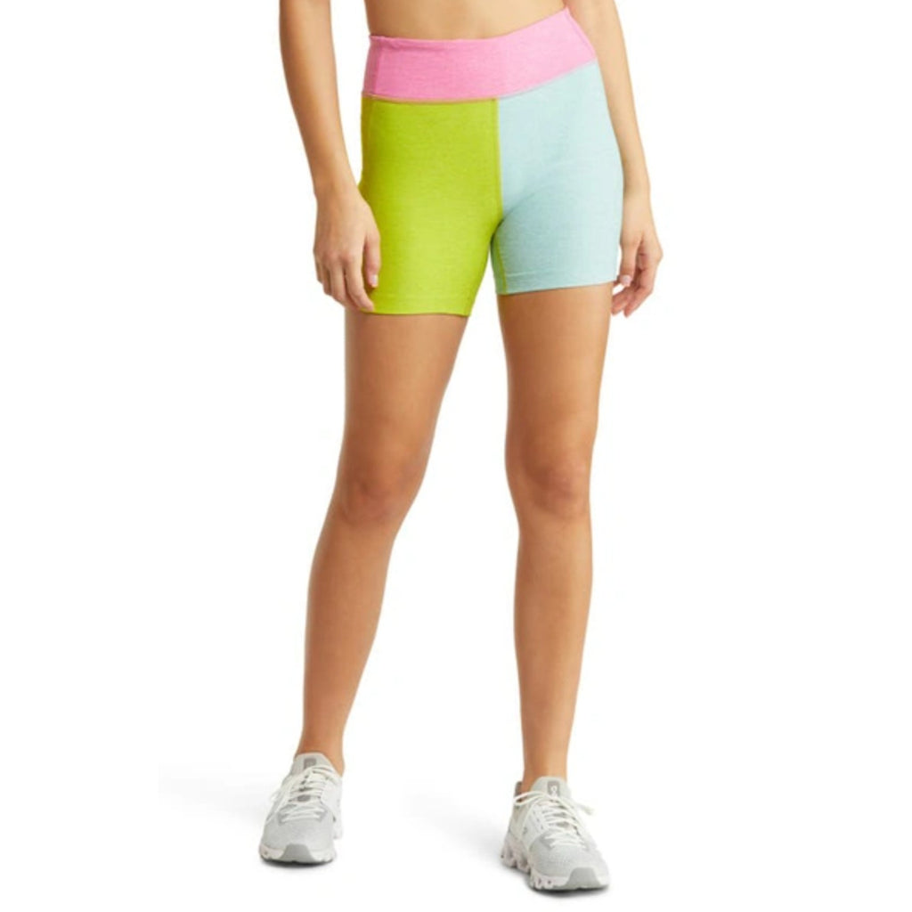 OUTDOOR VOICES Warmup 5" Shorts XS Bubblegum Pink Green Blue Colorblock NWT
