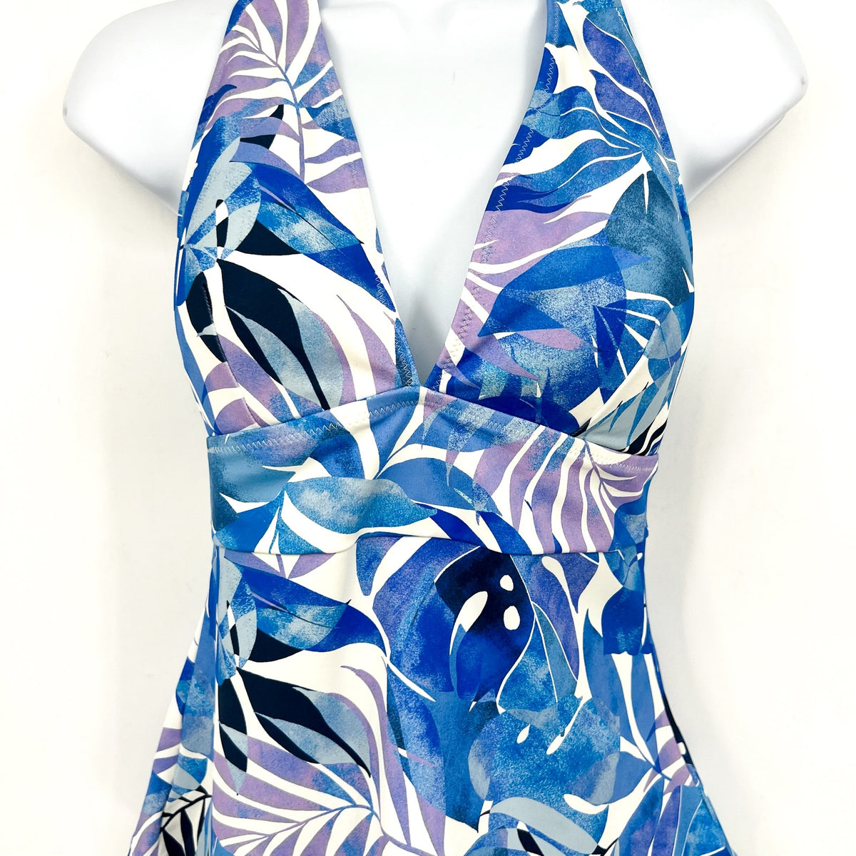 TOMMY BAHAMA Palma Fresca Tankini Top Small Blue White Palm Modern NWT
