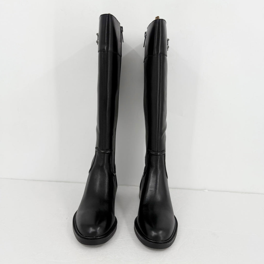 Vince Camuto Womens Andalian Knee High Boots US 6 M Wide Calf Black Leather NIB