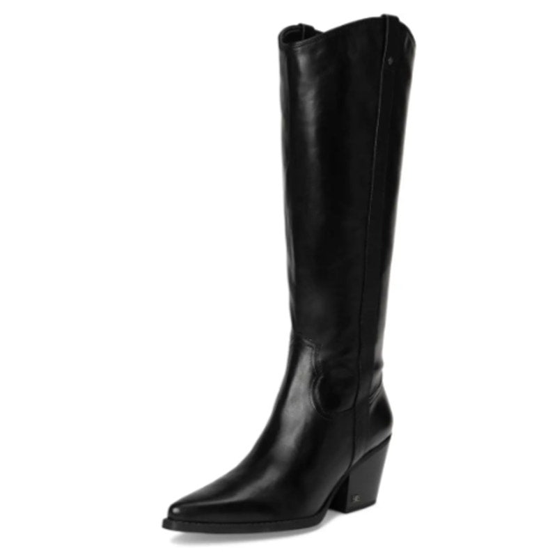 Sam Edelman Womens Wyatt Knee High Boots US 7.5 M Wide Calf Black Leather NWOB