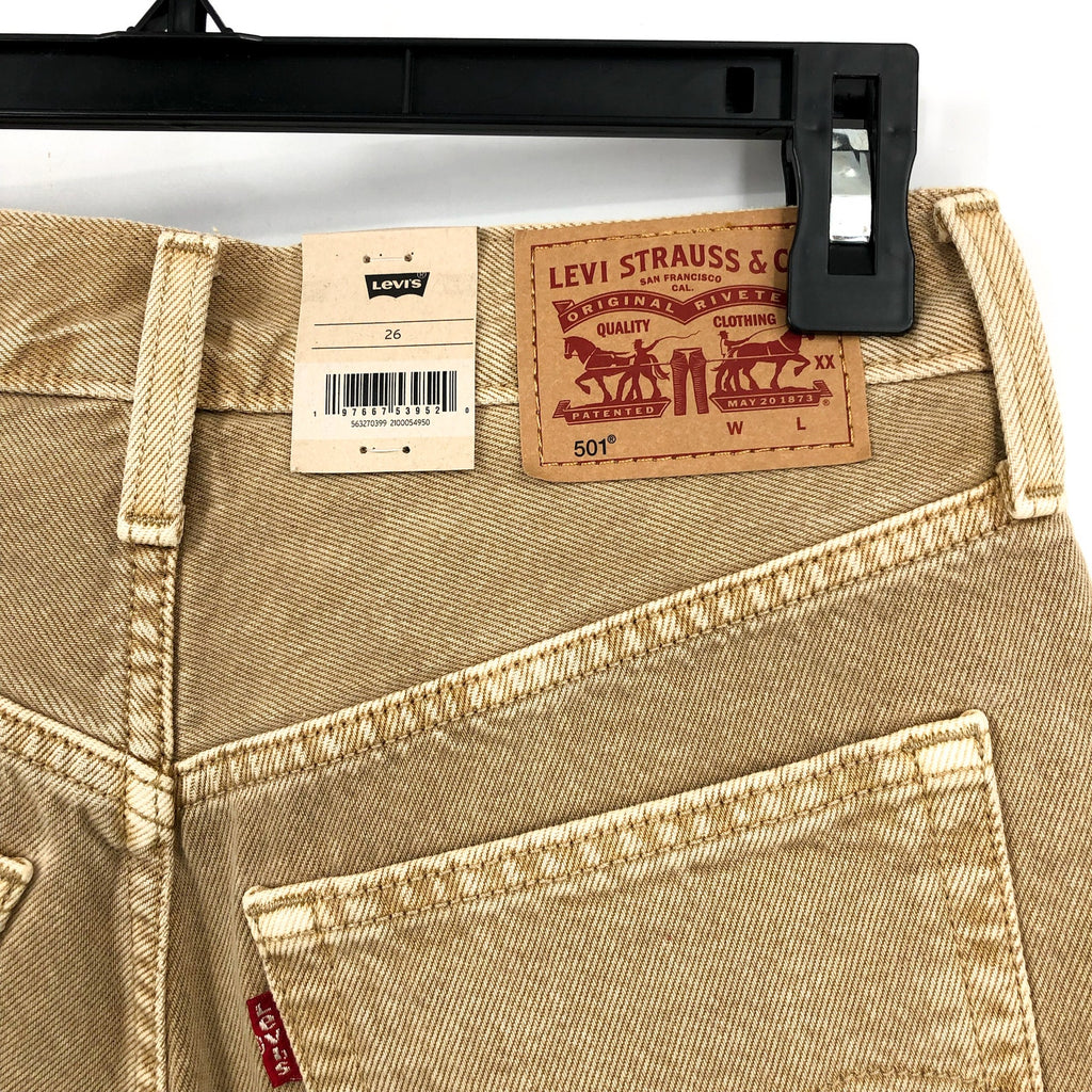 LEVIS Womens 501 Original Fit Shorts Size 27 US 4 Light Brown 56327-0399 NWT