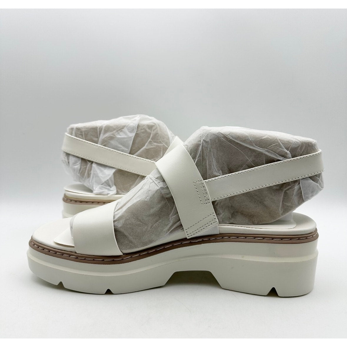 Naturalizer Women's Darry Sling Lug Sole Sandals Size 9.5 M White Leather NIB