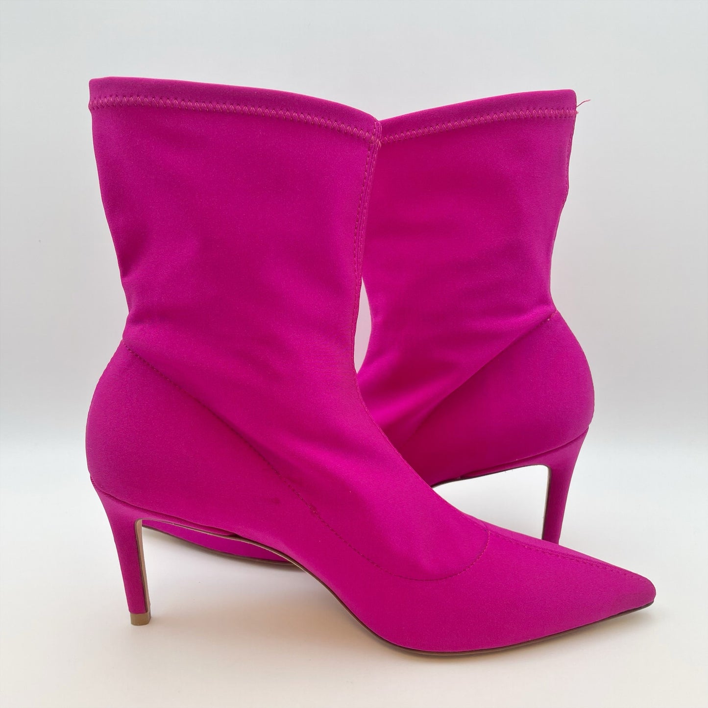 Stuart Weitzman Womens Stuart 75 Stretch Bootie US 7.5 Pink Magenta Suede EUC