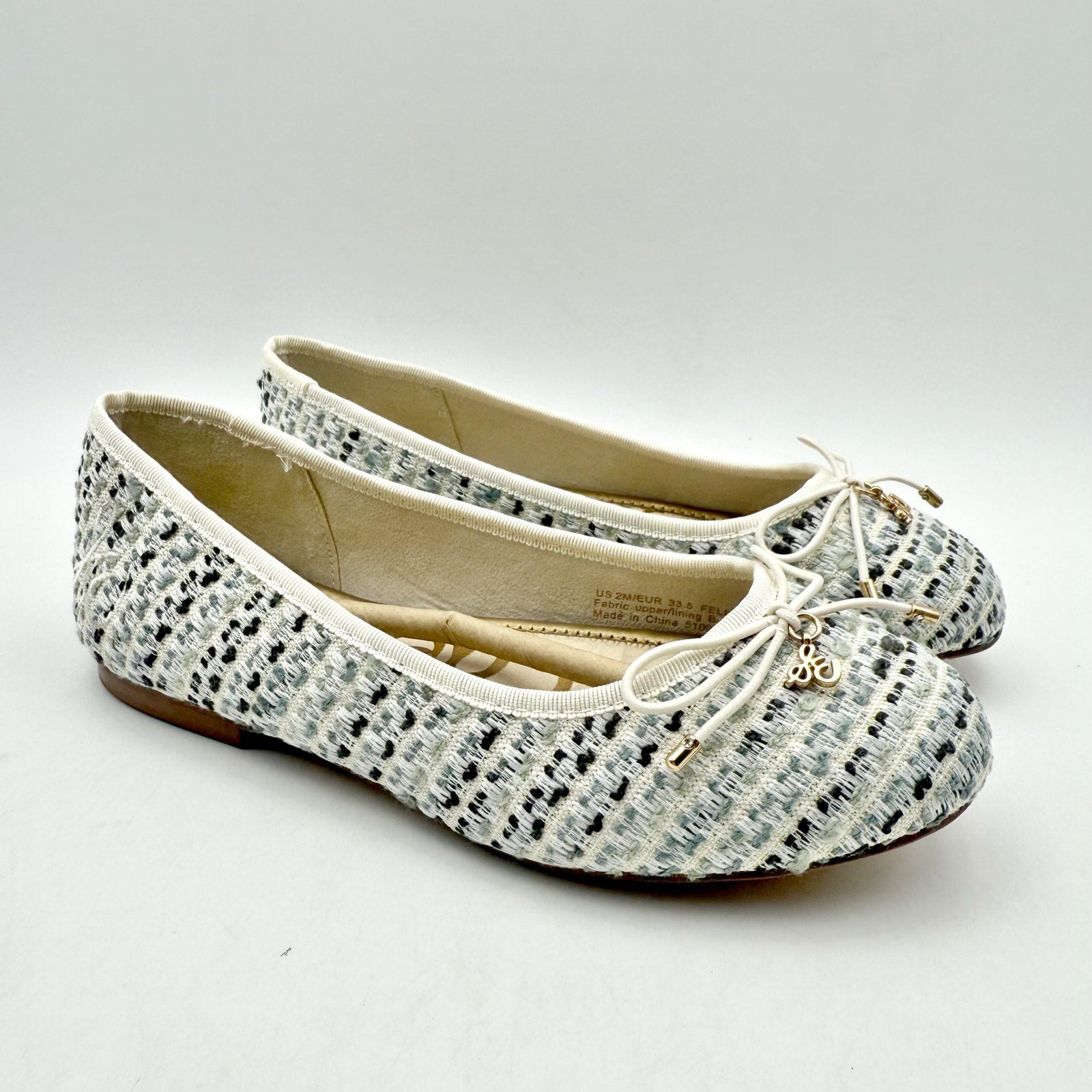 Sam Edelman Kids Felicia Ballet Flats US 3 M EU 35 Taupe Vegan Leather NIB