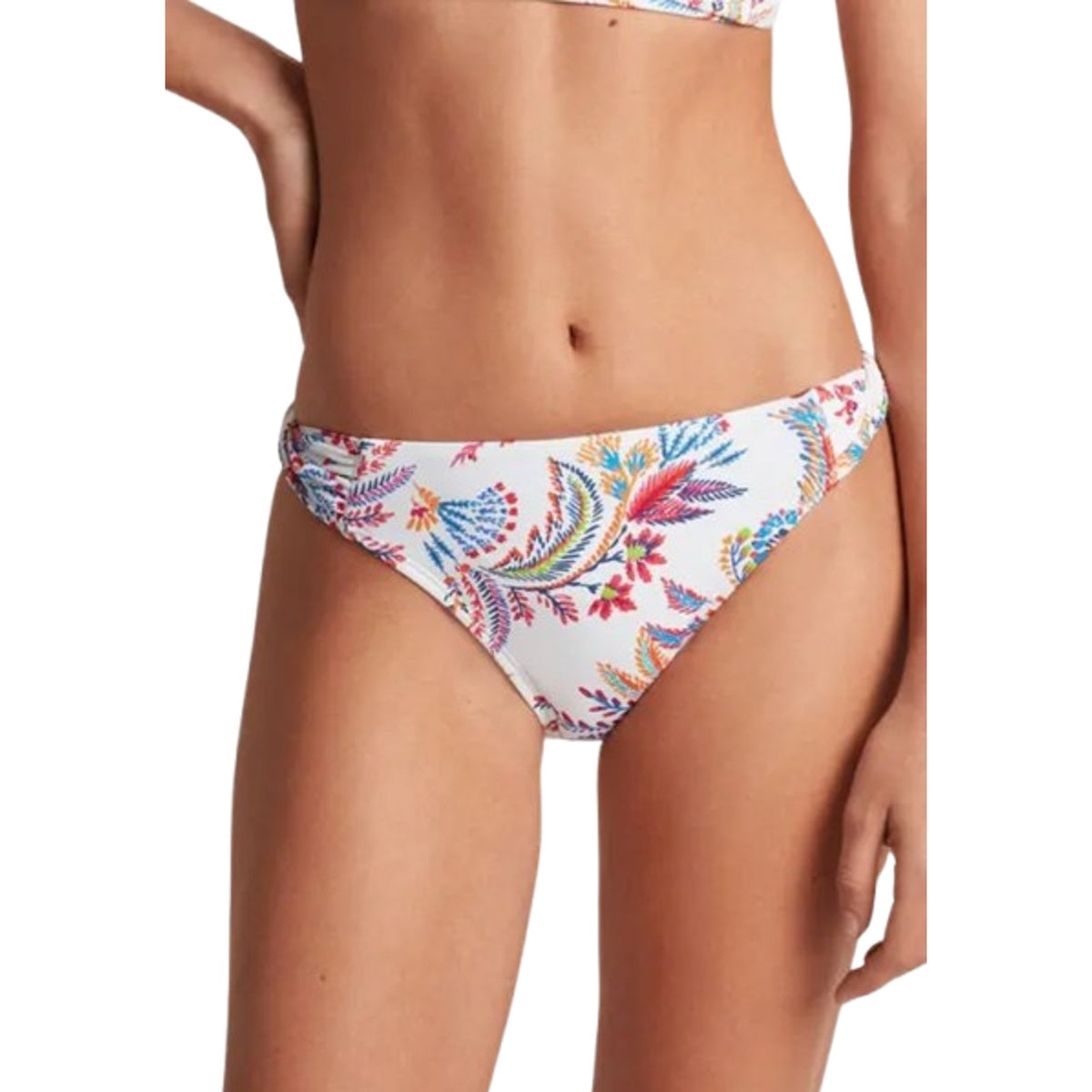 LAUREN RALPH LAUREN Fleurette Hipster Bikini Bottom Size 8 White Twist Side NWT