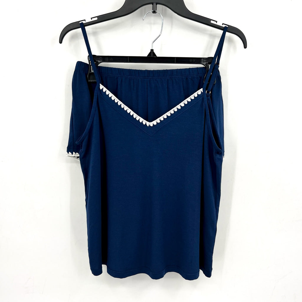 EBERJEY Frida Cami & Shortie Short PJ Set Small Navy Blue Ivory TENCEL Modal NWT