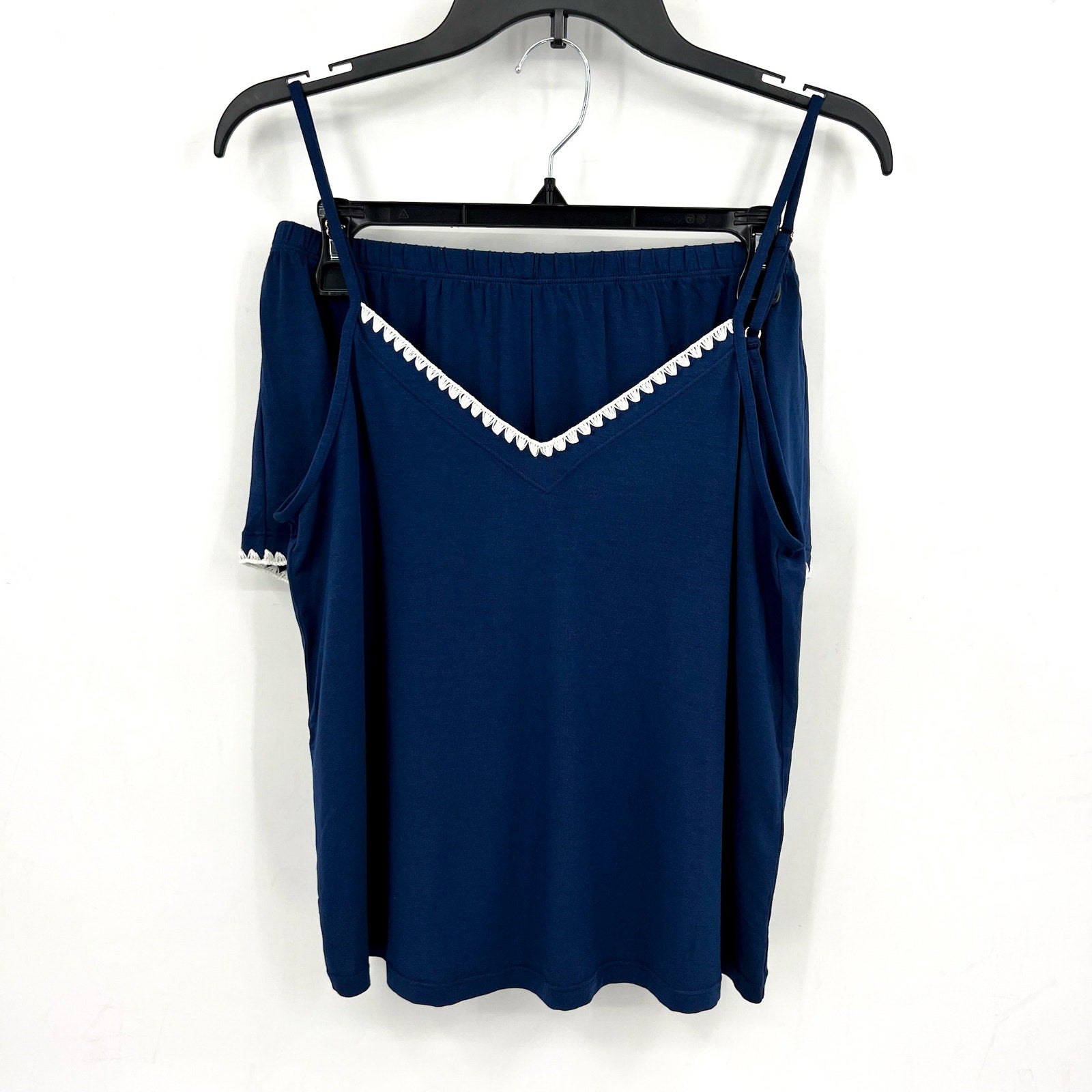 EBERJEY Frida Cami & Shortie Short PJ Set Small Navy Blue Ivory TENCEL Modal NWT
