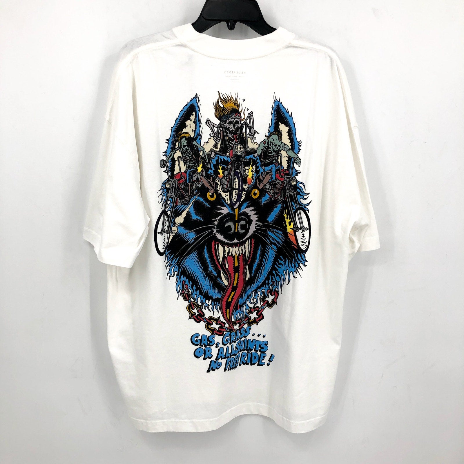 ALLSAINTS Men's Howlride Crew T-Shirt XL Optic White Short Sleeve Graphic NWT