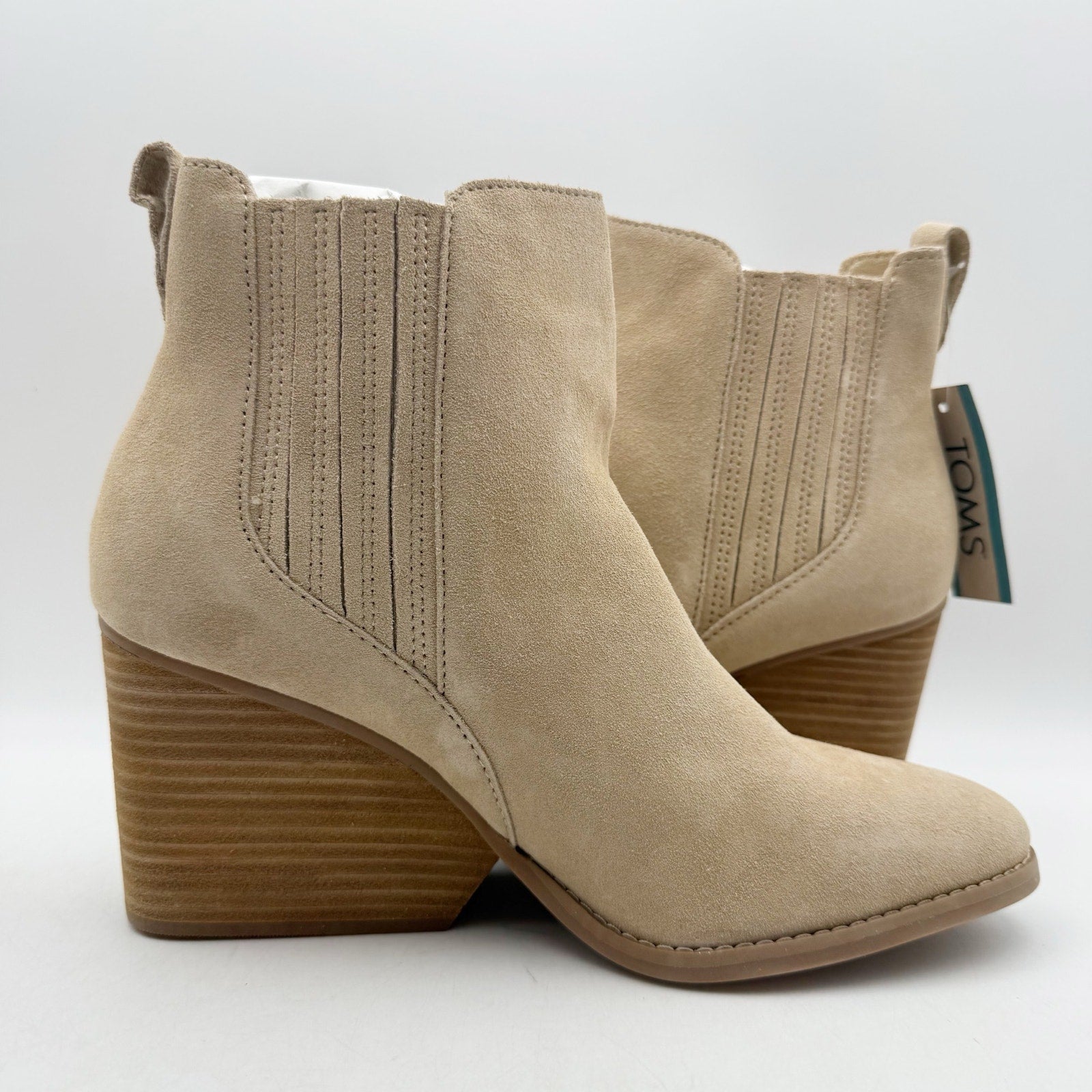 Toms Womens Noa Ankle Boots US 10 EU 42 Tan Beige Suede Pull On NWOB
