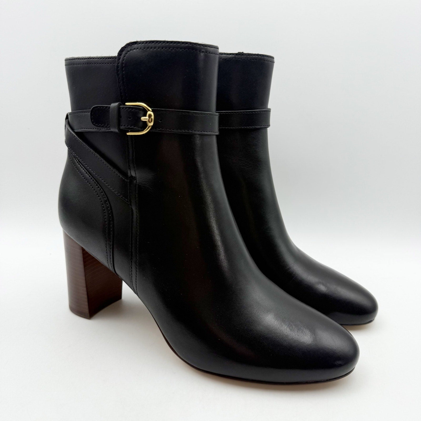 Cole Haan Womens Glendale Jodhpur Heel Ankle Booties Size 9 B Black Leather NIB