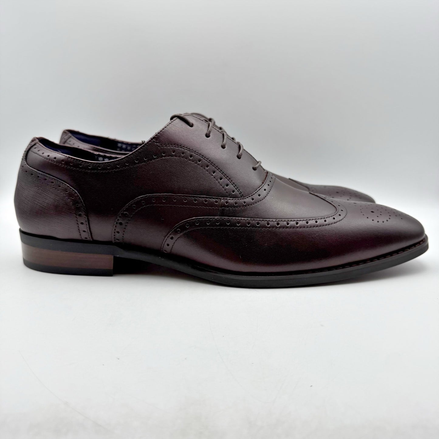 Stacy Adams Mens Kaine Wing Tip Lace-Up Oxford Shoes 15 M Burgundy Leather NWOB