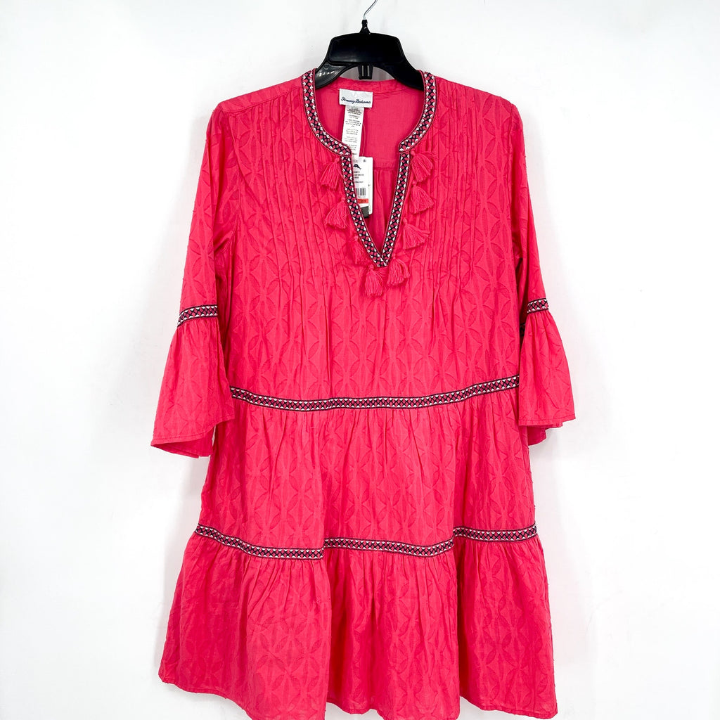 TOMMY BAHAMA Clip Embroidered Coverup Dress XS Pink Coral Cost Cotton NWT