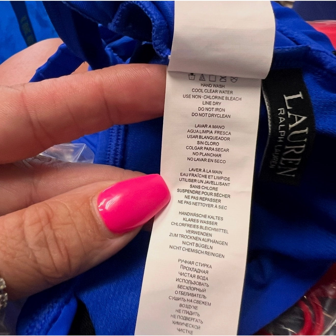 LAUREN RALPH LAUREN Women's Bikini Top Size 14 Royal Blue Beach Club Solids NWT