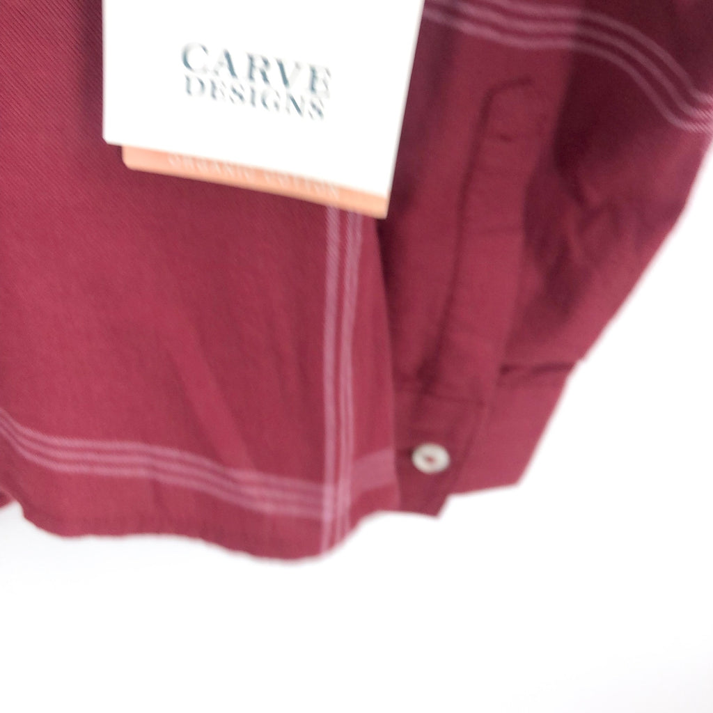 CARVE DESIGN Women's Dylan Twill Shirt XS Red Brick Windowpane V Neck NWT