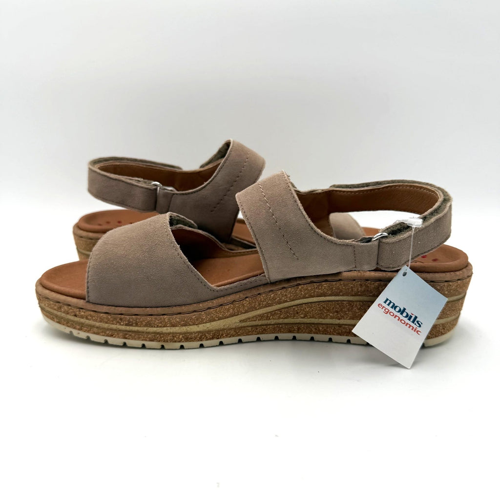 Mobils by Mephisto Womens Riley Wedge Sandals Size 10 EU 40 Light Taupe NIB