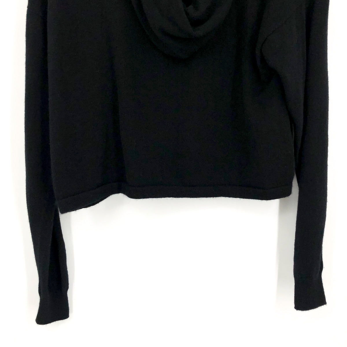 ACTIVE CASHMERE Women's Cashmere Cropped Hoodie Sweater Small Black NWT