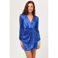 ADELYN RAE Women's Lindsey Wrap Jacquard Mini Dress XS Cobalt Blue NWT