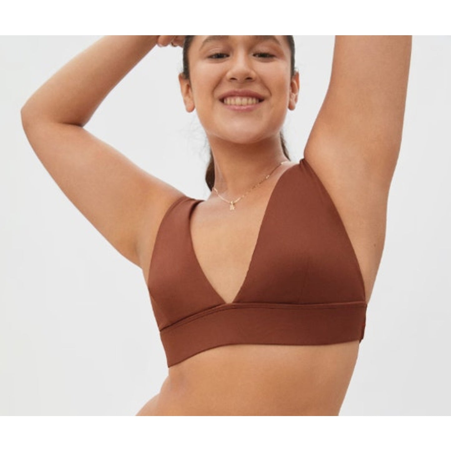 Everlane Womens The Triangle Bikini Top XL Swimwear Brown NWT