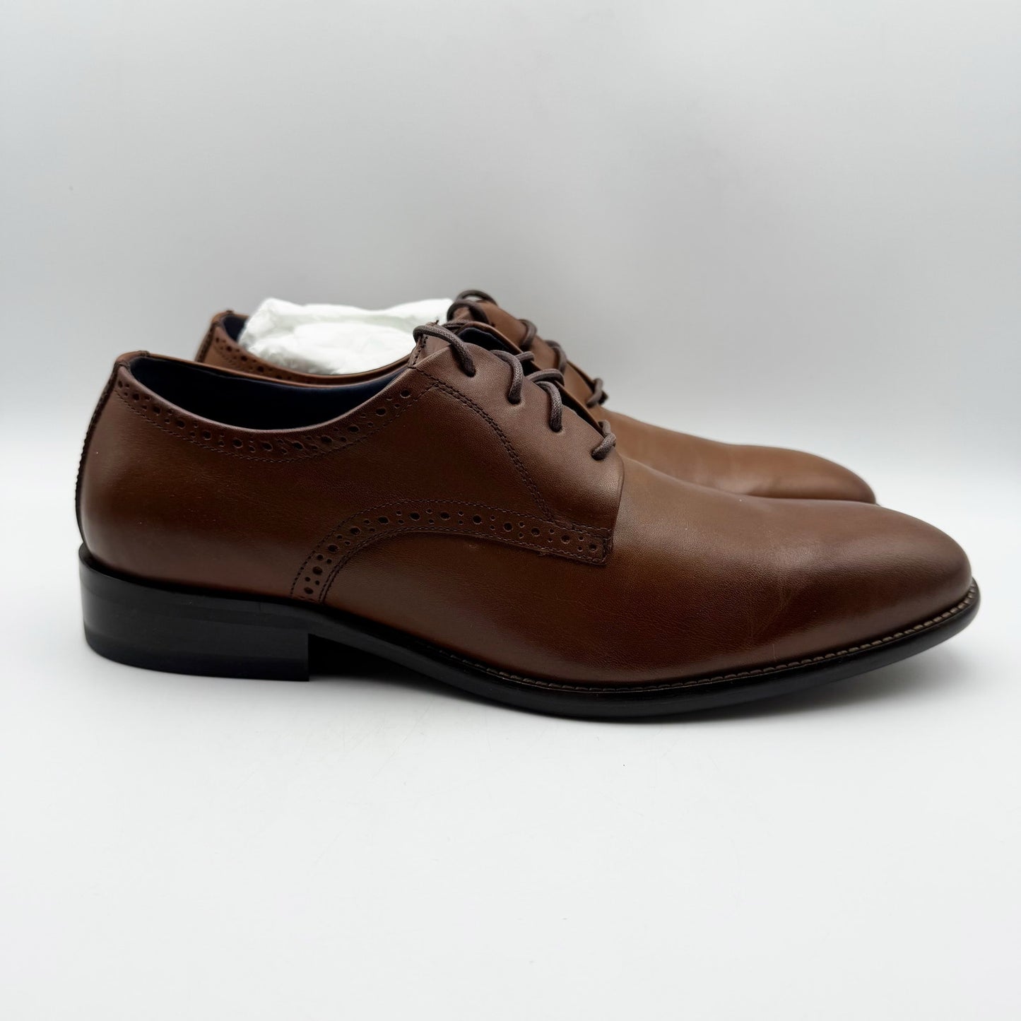 Johnston & Murphy Men Stockton Plain Toe Shoe US 9.5 M EU 42.5 Brown Leather NIB