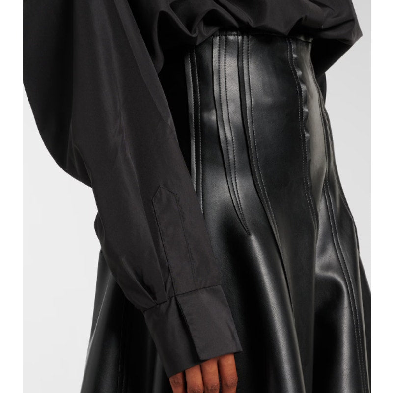 NORMA KAMALI Super Oversized Boyfriend Shirt Bodysuit Small Habotai Black NWOT