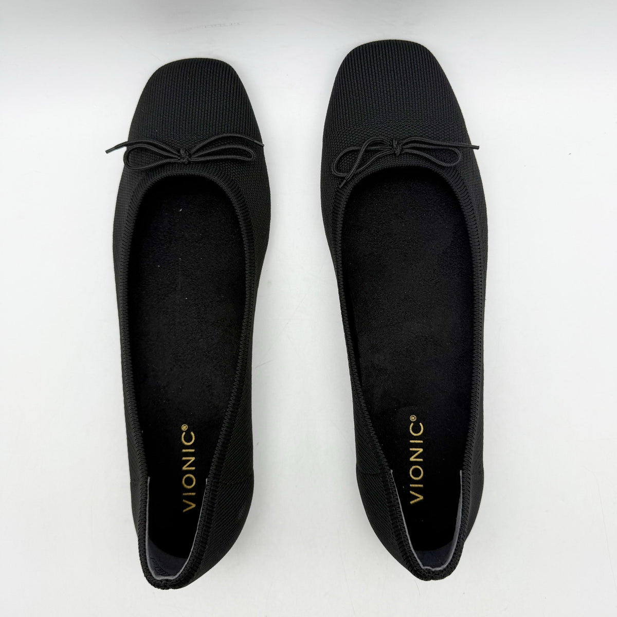 VIONIC Womens Klara Flats Size 11 Narrow EU 42 Black Knit NWOB