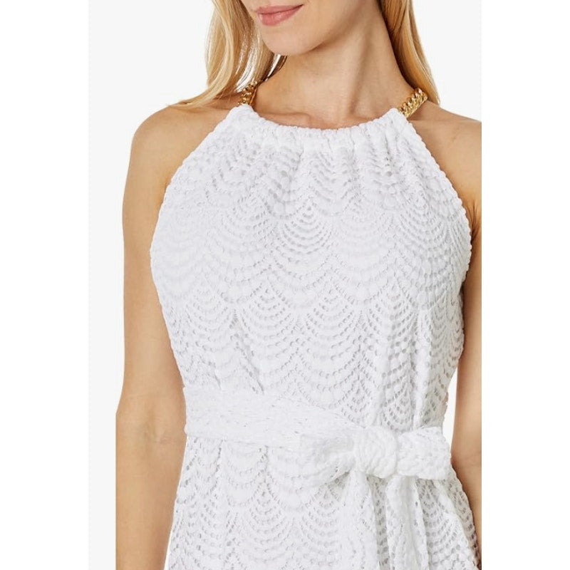 LILLY PULITZER Bingham Lace Midi Dress XS Resort White Scalloped Shell NWT