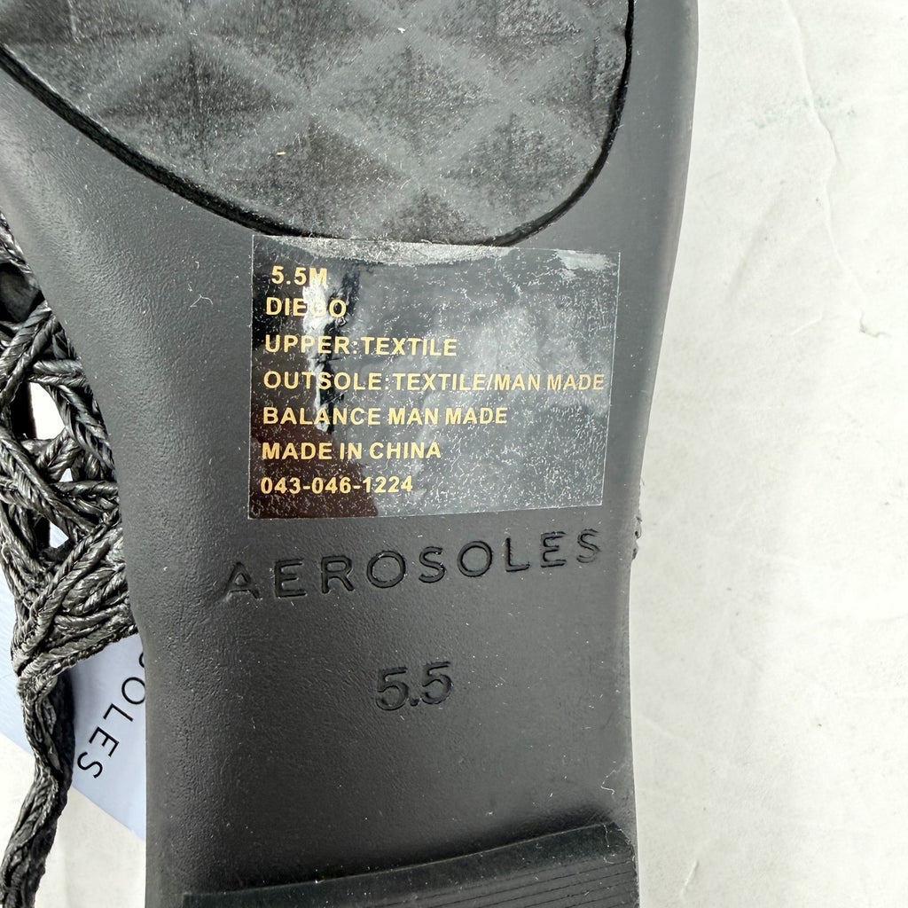 Aerosoles Womens Diego Flats Size 5.5 M EU 36 Black Raffia NIB