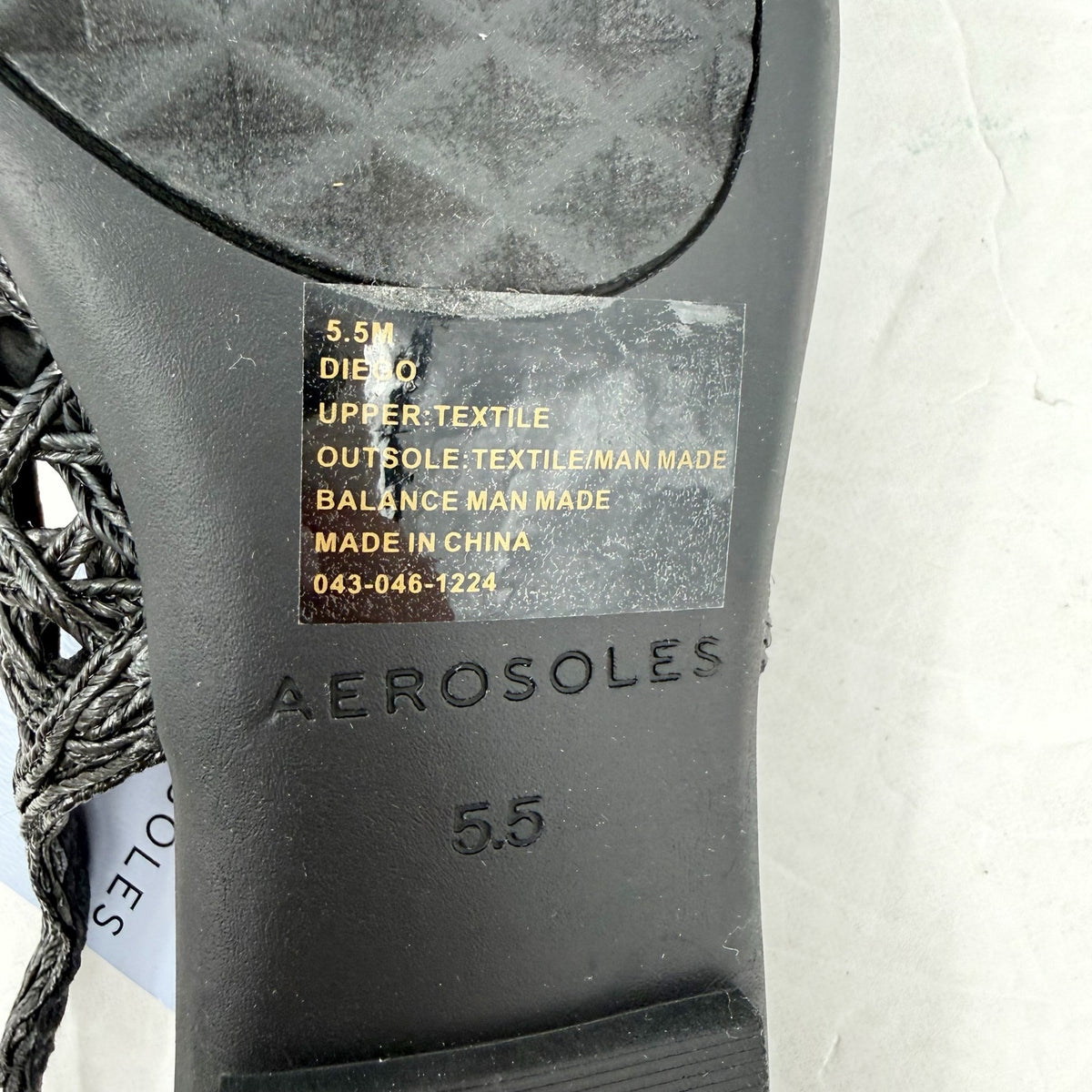 Aerosoles Womens Diego Flats Size 5.5 M EU 36 Black Raffia NIB