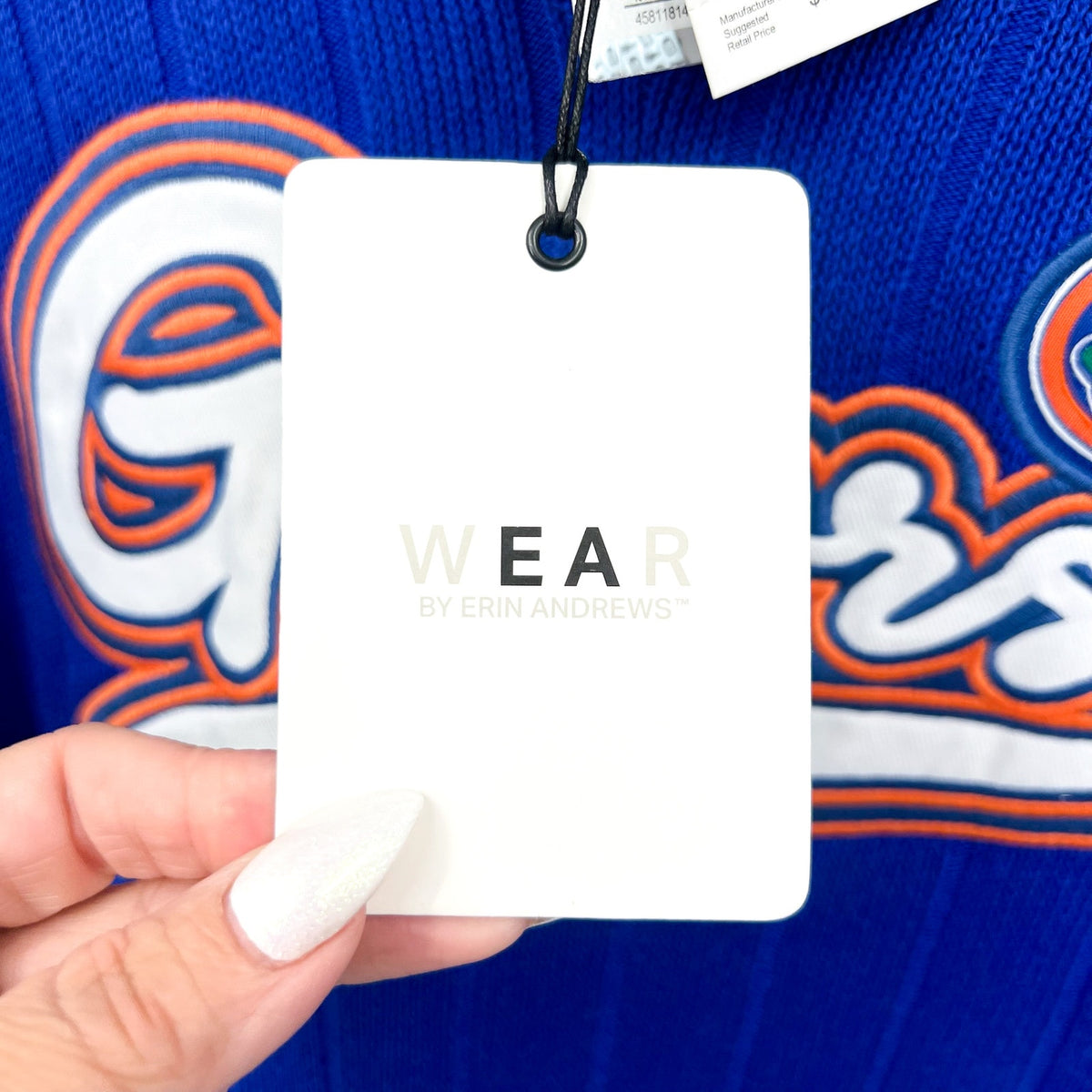 WEAR BY ERIN ANDREWS Florida Gators V Neck Sweater Large Blue Long Sleeve NWT