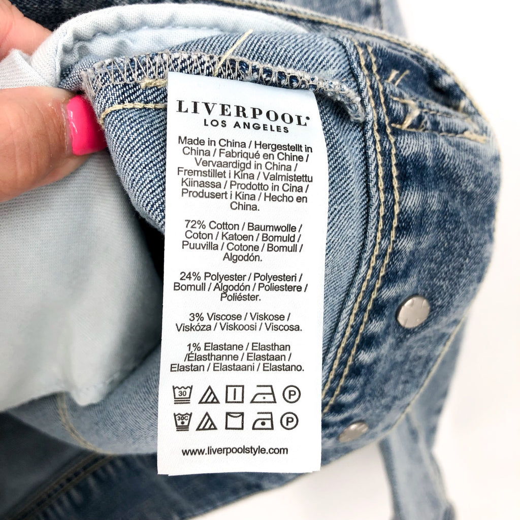 LIVERPOOL Women's Classic Trucker Jean Jacket Large Cabrillo Blue Denim NWT