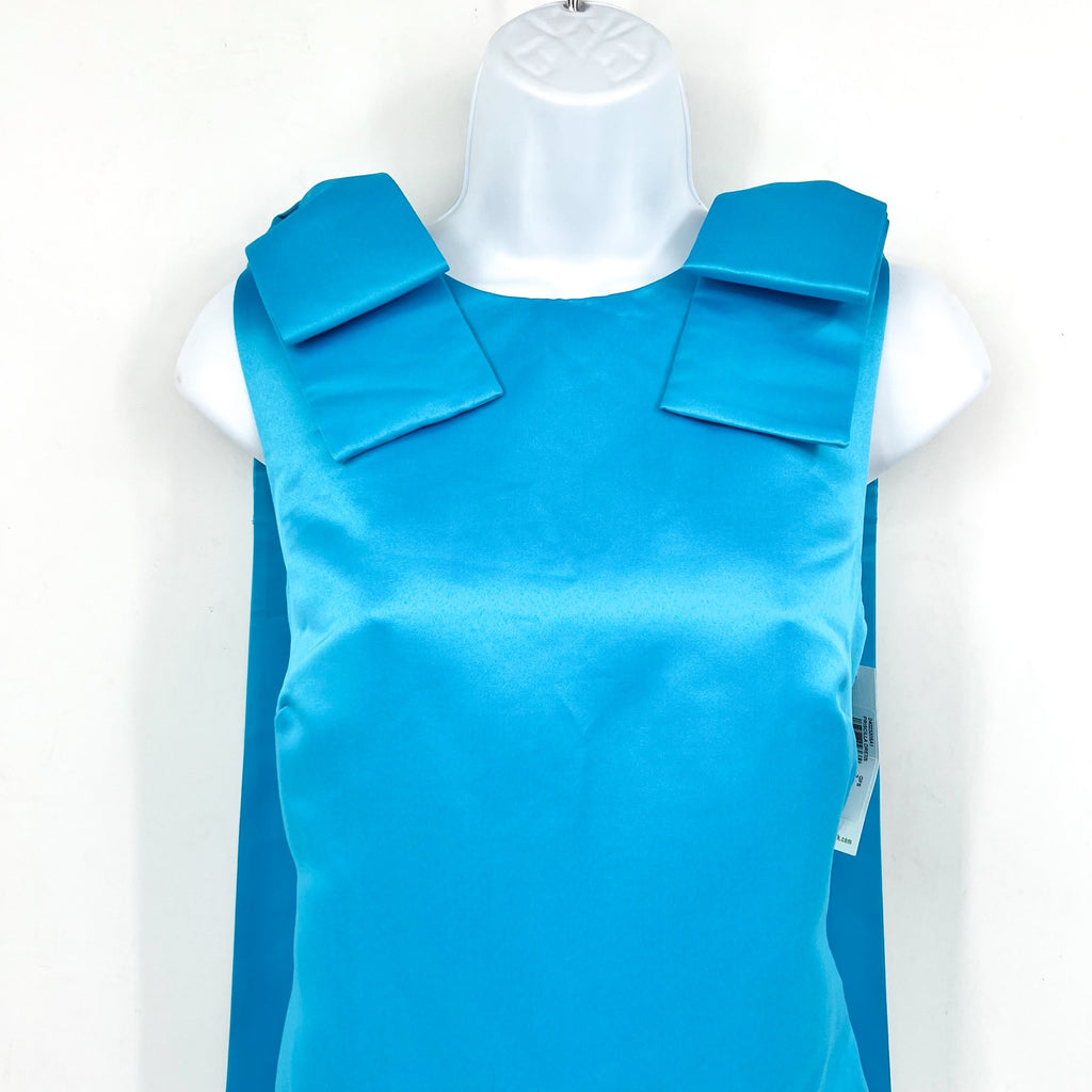 Trina Turk Womens Priscilla Shift Dress Size 2 Blue Satin Sleeveless NWT