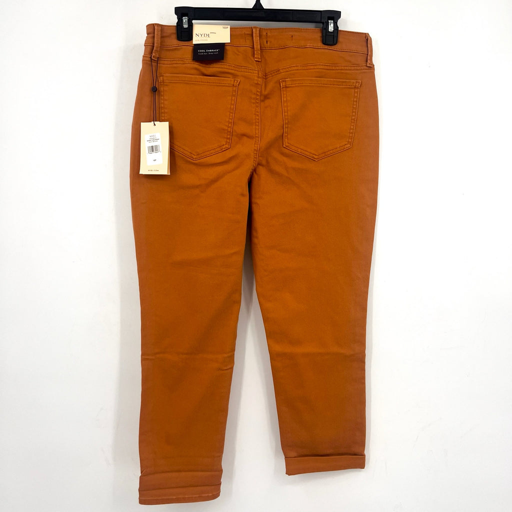 NYDJ Womens Margot Girlfriend Jeans Size 10 PETITE Rust Brown Straight Leg NWT