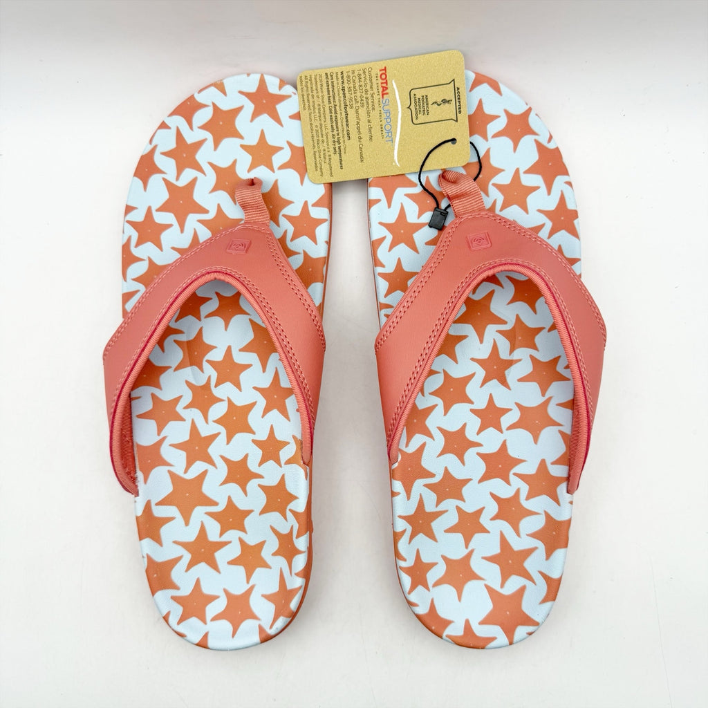 Spenco Womens Yumi Ocean Shell Thong Sandals US 12 Starfish Pink Flip Flops NWOB