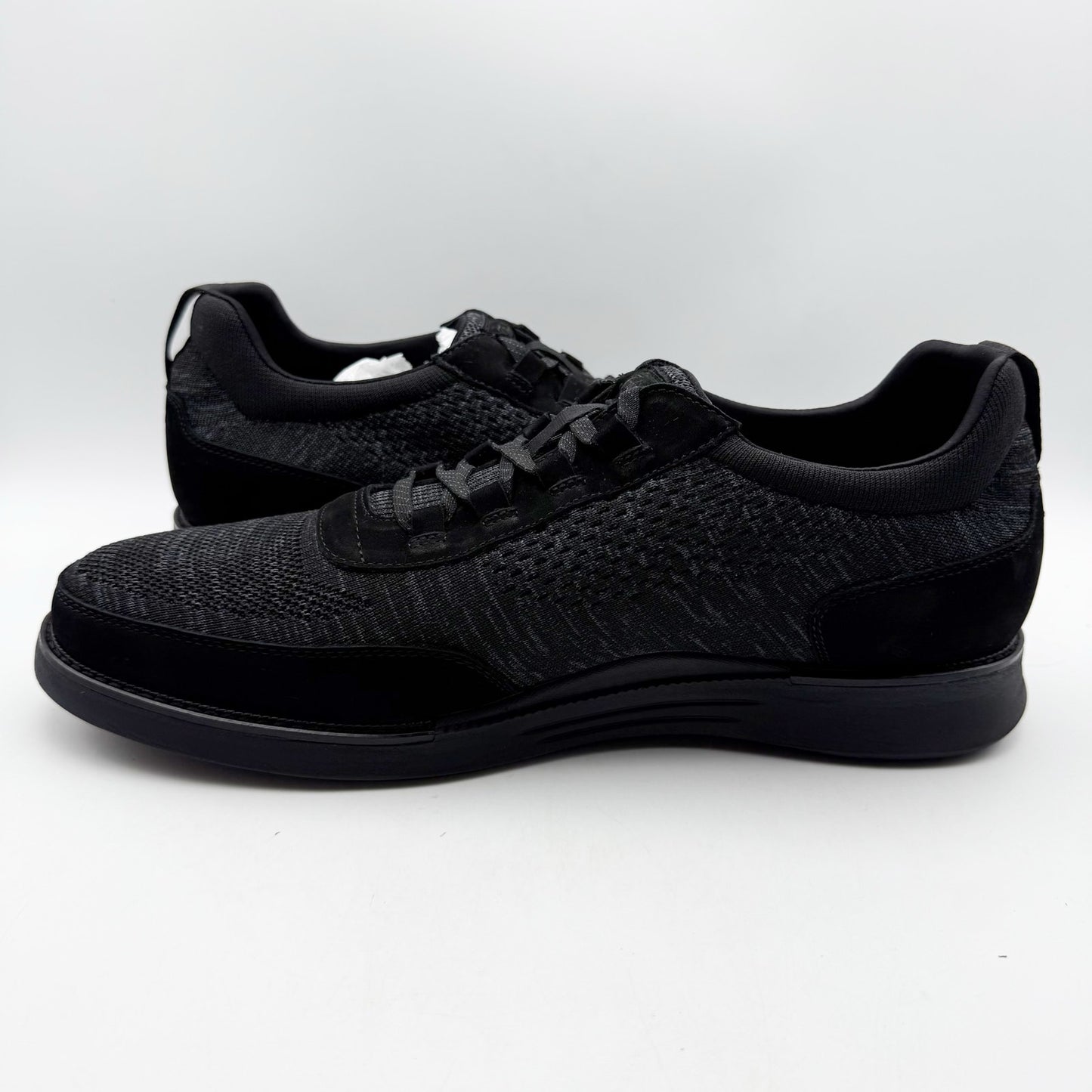 Florsheim Mens Launch Elastic Lace Sneakers US 13 Wide Black Knit Slip On NIB