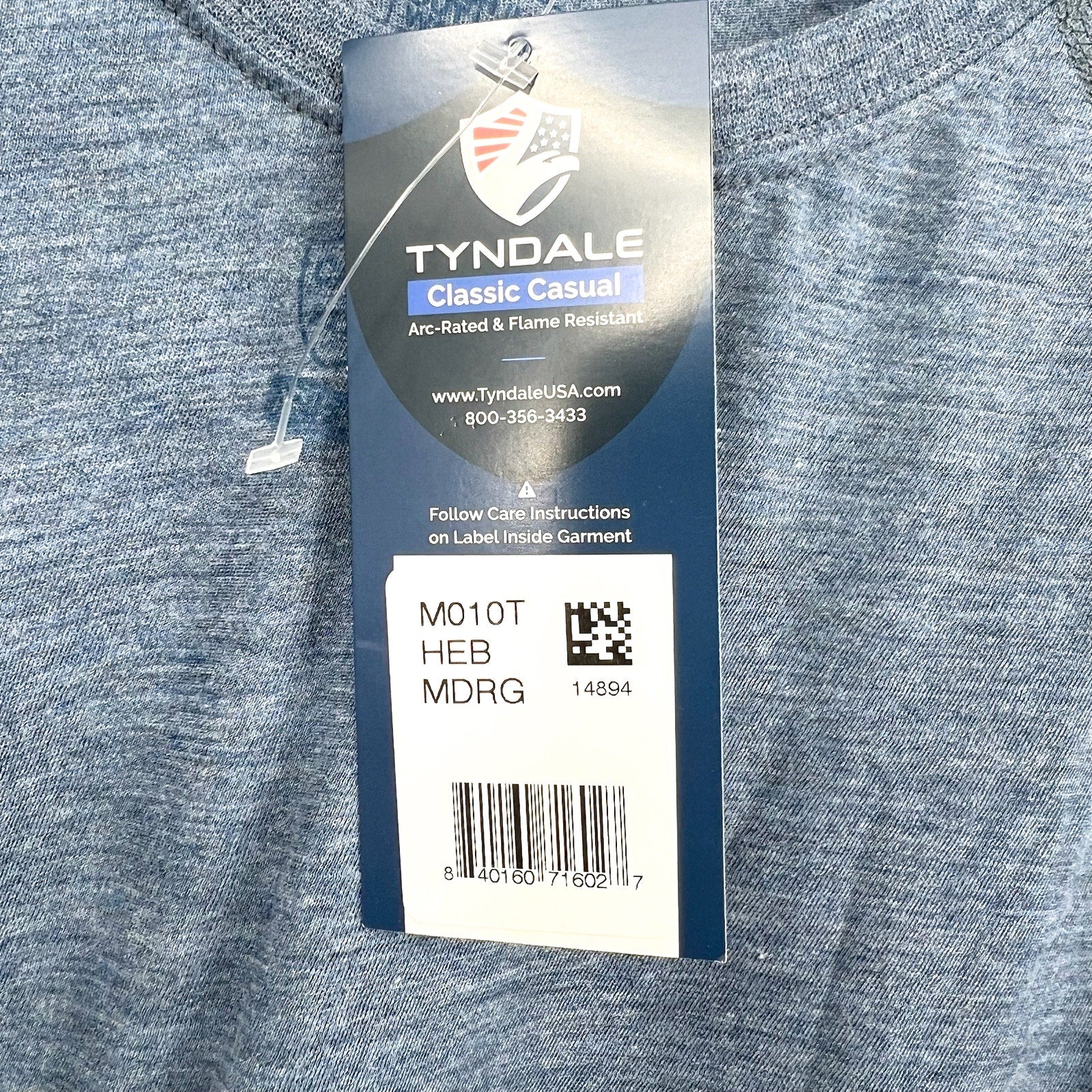 TYNDALE Men's FRC Layer 1 Long Sleeve T-Shirt Medium Heather Blue Crewneck NWT