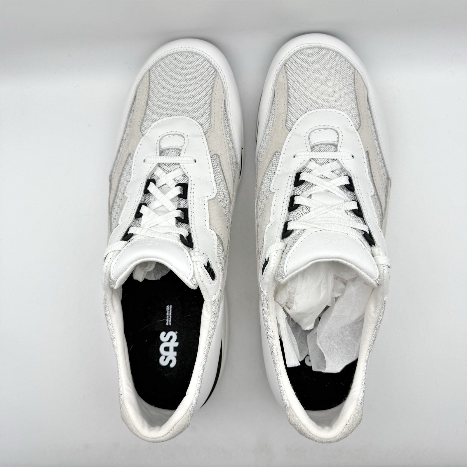 SAS Mens Journey Mesh Walking Sneakers US 14.5 Wide EU 47.5 White Suede NWOB