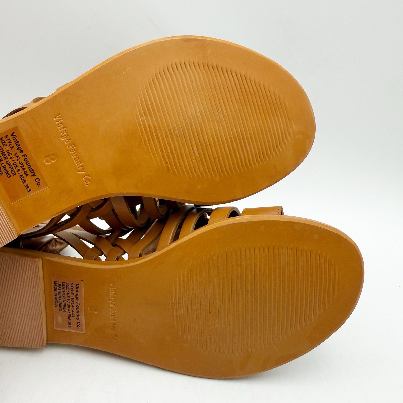 Vintage Foundry Co. Womens Keira Sandals US 8 EU 38.5 Camel Brown Leather NWOB