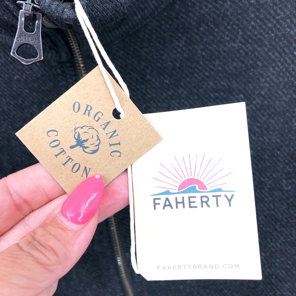 FAHERTY Legend Lounge Full Zip Sweatshirt Medium Heathered Black Twill NWT