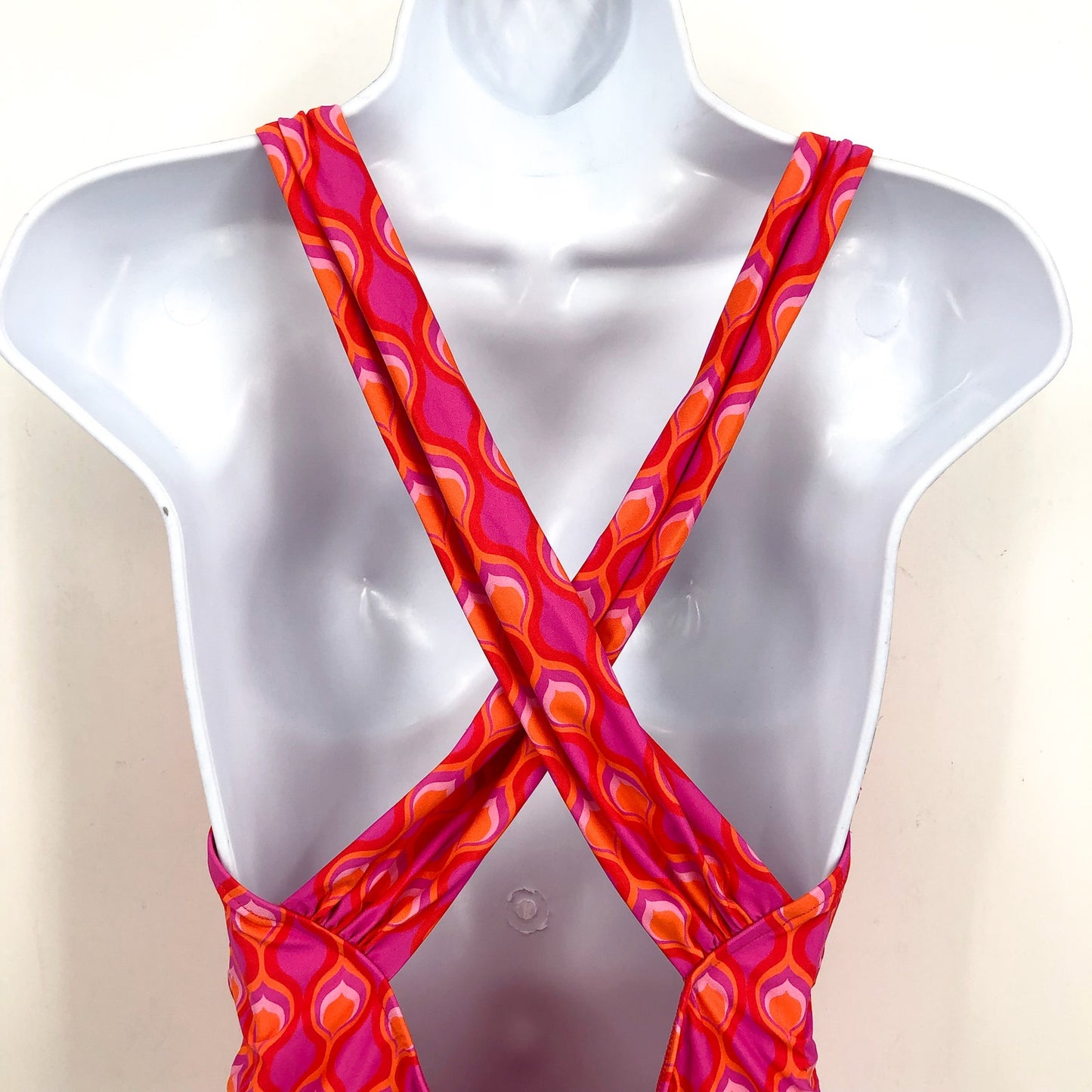 SEAFOLLY Cross-Back One Piece Swimsuit US 10 Red Chili Birds of Paradise