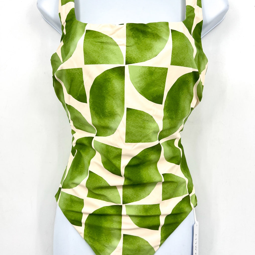 Seafolly Women's Sunray One Piece Swimsuit Size 14 DD Sage Green Geometric NWT