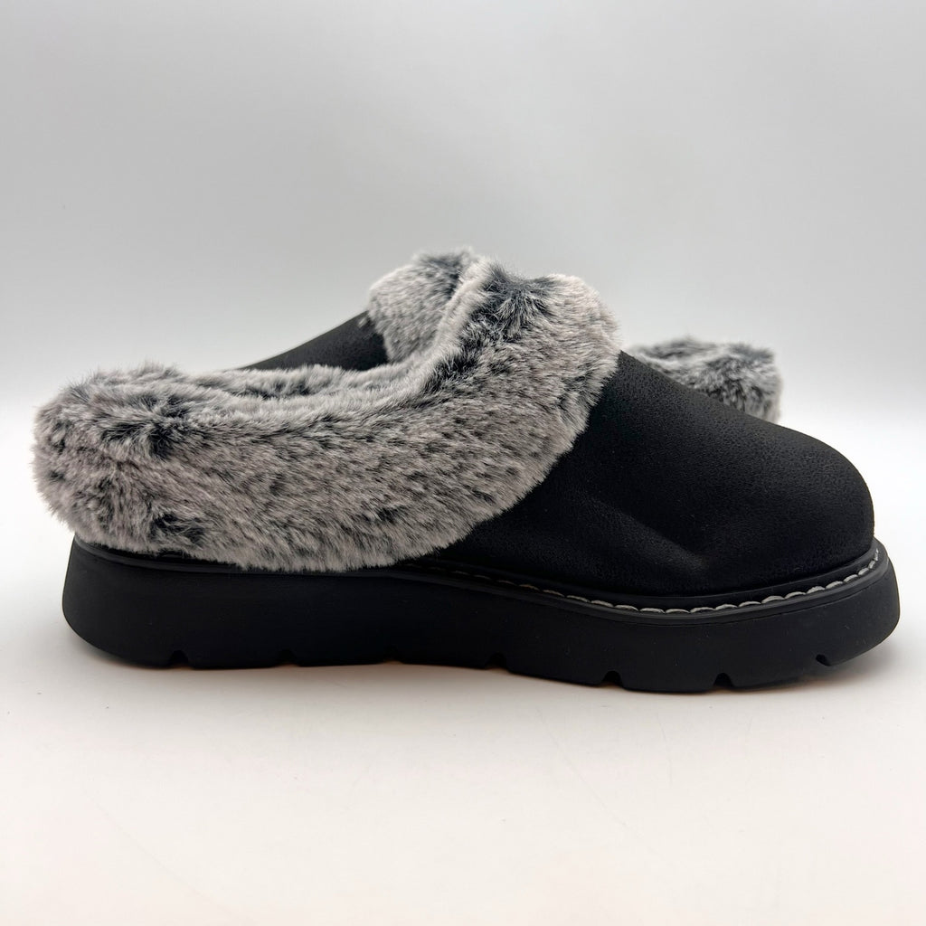 Bobs Skechers Womens Keepsakes Lite Slippers Size 5 EU 35 Black Vegan Suede NWOB