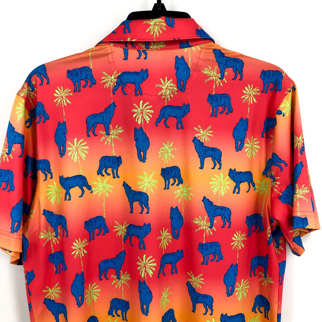CHUBBIES Mens Howler Moon Performance Polo Shirt 2.0 Small Pink Yellow Multi NWT