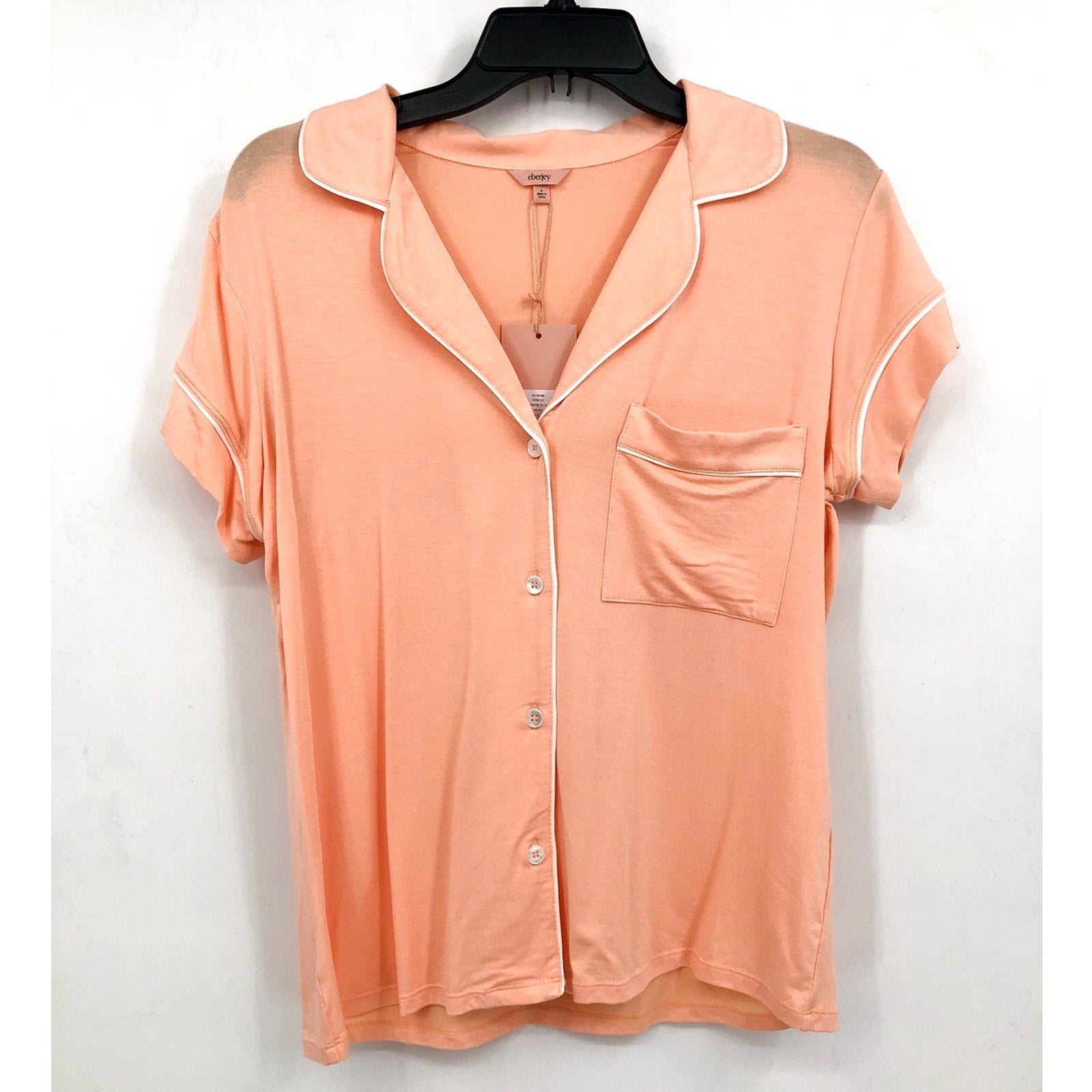 EBERJEY Gisele Shortie Short PJ Set Small Peach Parfait Ivory TENCEL Modal NWT