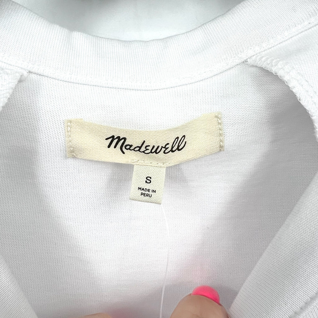 MADEWELL Women's Structured Muscle Tee Small Eyelet White Crewneck NR246 NWT