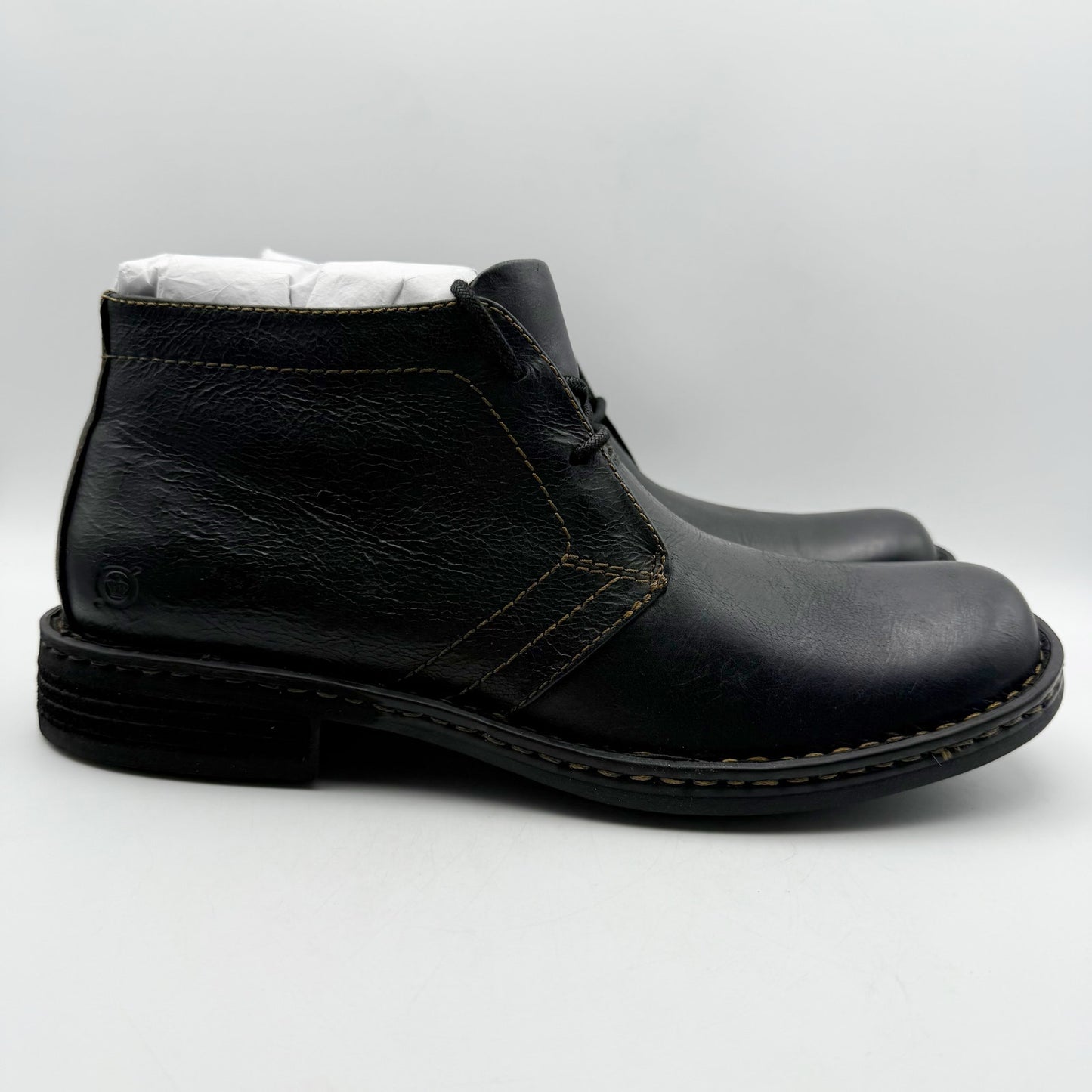 Born Mens Harrison Black Leather Ankle Boot US 11.5