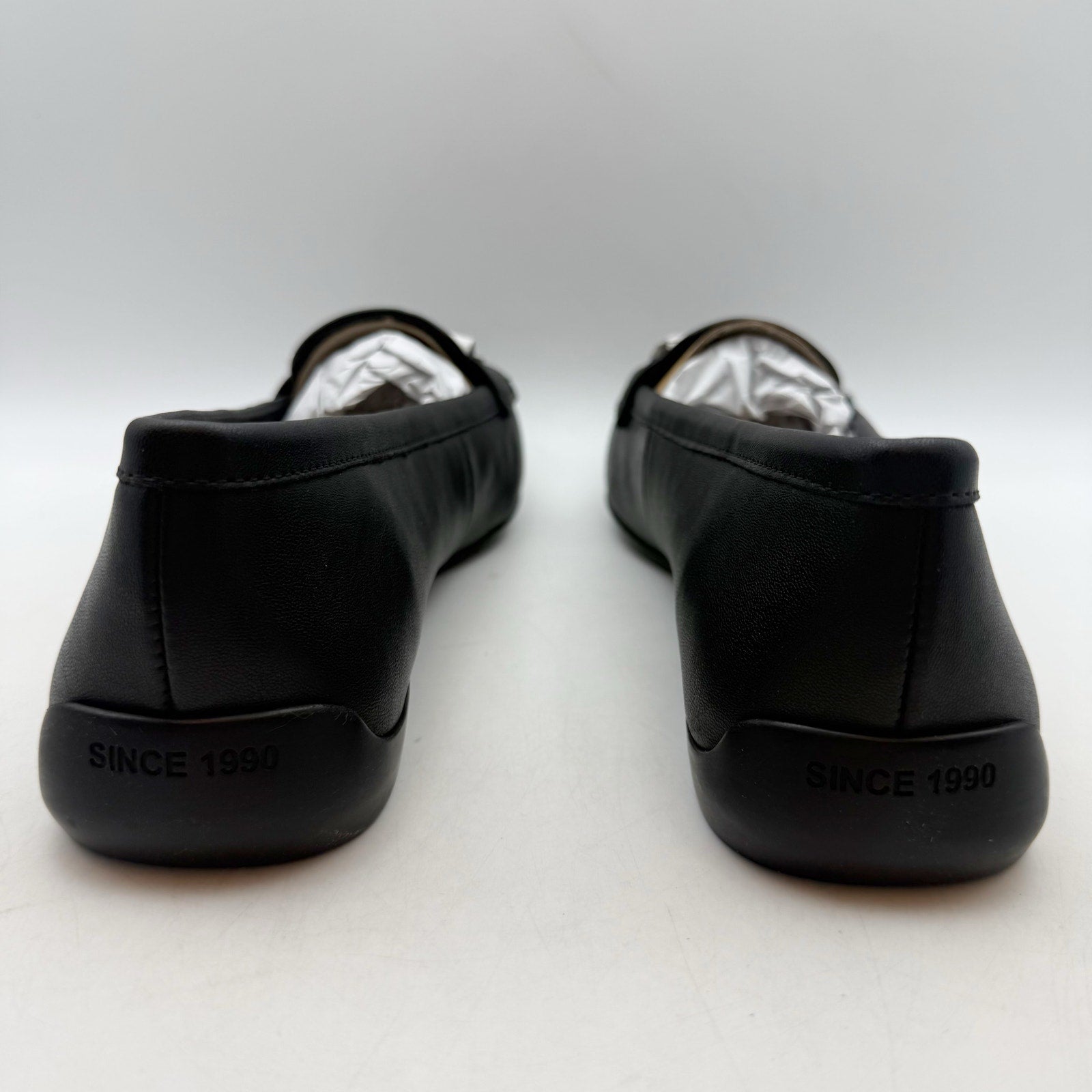 Franco Sarto Womens Faris Slip On Flats US 9.5 Black Vegan Leather Loafers NIB