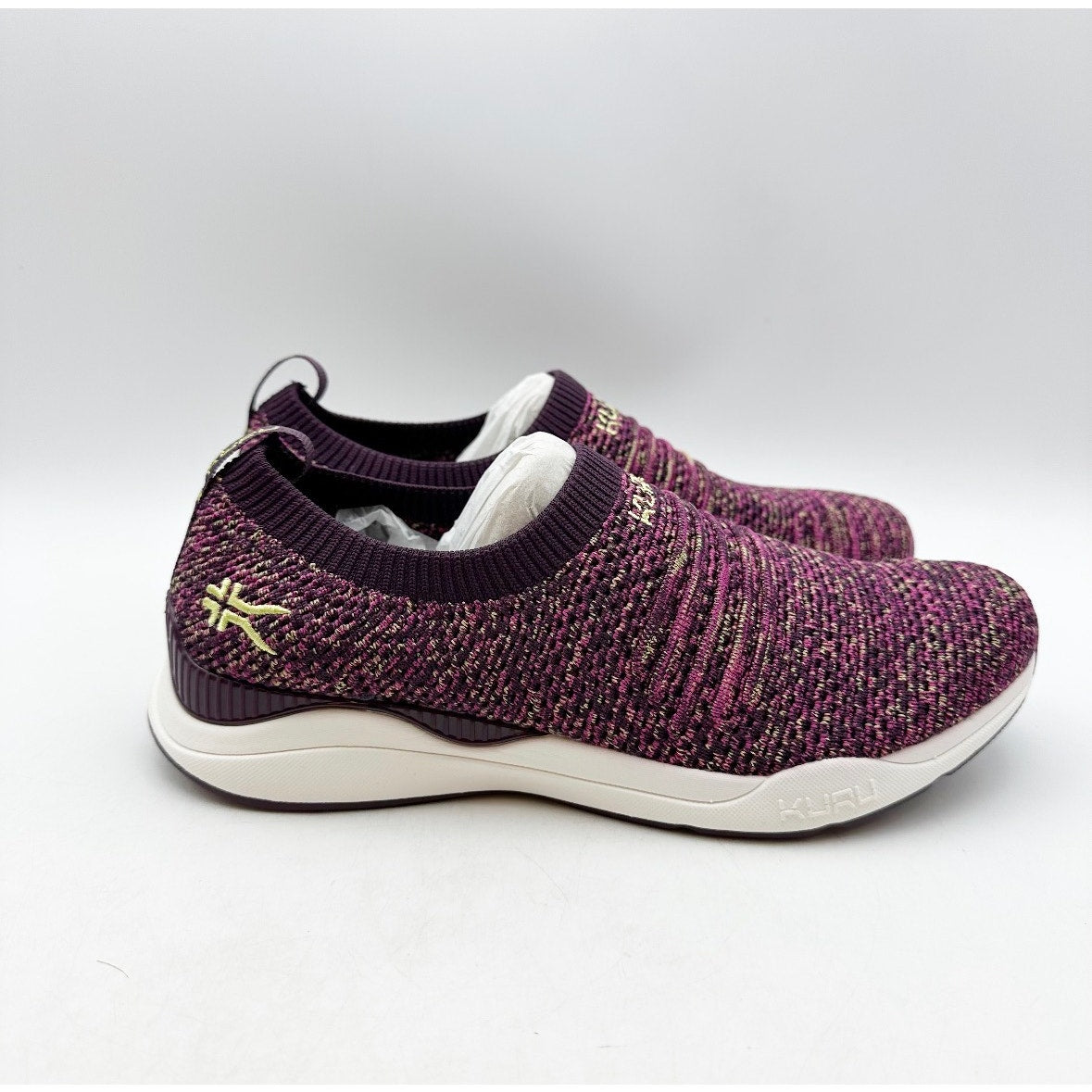 Kuru Womens Stride Casual Sneakers Size 7.5 Plum Purple Knit Slip On NWOB