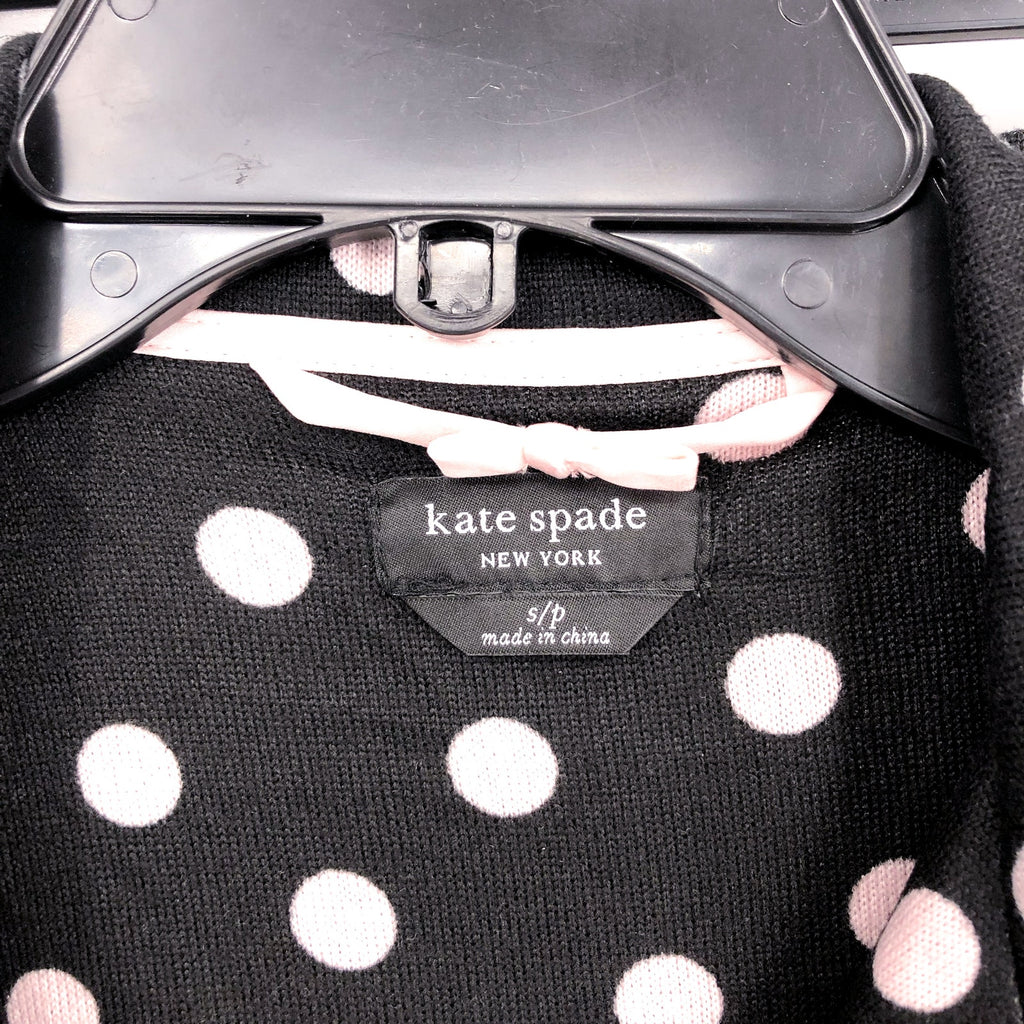 KATE SPADE Womens Long Sleeve Sweater Knit Pajama Set Small Black White Dot NWT